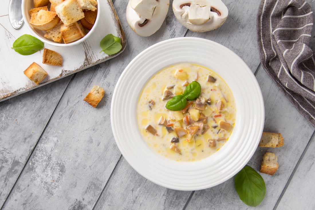 Creamy Leftover Turkey, Rice and Mushroom Soup